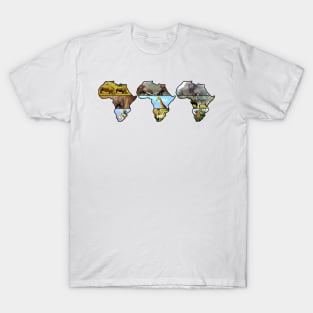 African Wildlife Continent Collage Trio T-Shirt